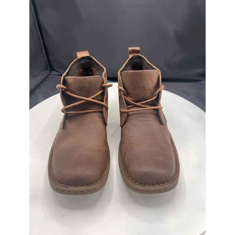 Born Men's Brown Leather Chukka Ankle Boots Lace-Up Round Toe 8M